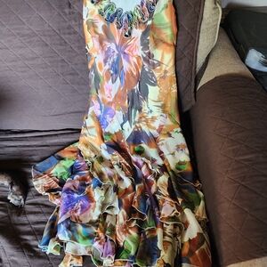 Elegant Multicolor Floral Maxi Dress